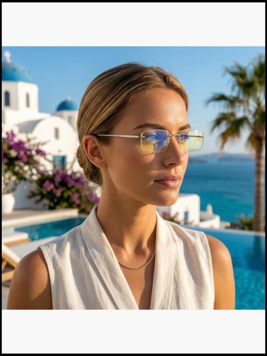 Minimalist Rectangular Sunglasses with Clear Lenses and Metal Temples main image 6